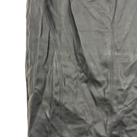Express Matte Black Faux Leather Stretch Pencil Knee Length Skirt NWT sz 12 - Picture 6 of 16